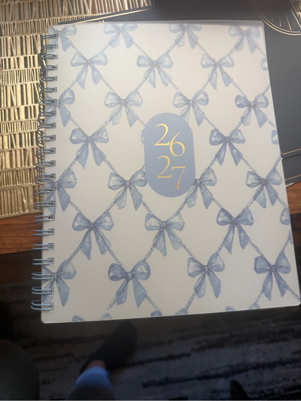 Classic Bow Pattern 26/27 Spiral Planner - Blue
